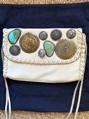Ralph Lauren Collection Leather, Turquoise & Sterling Silver Clutch